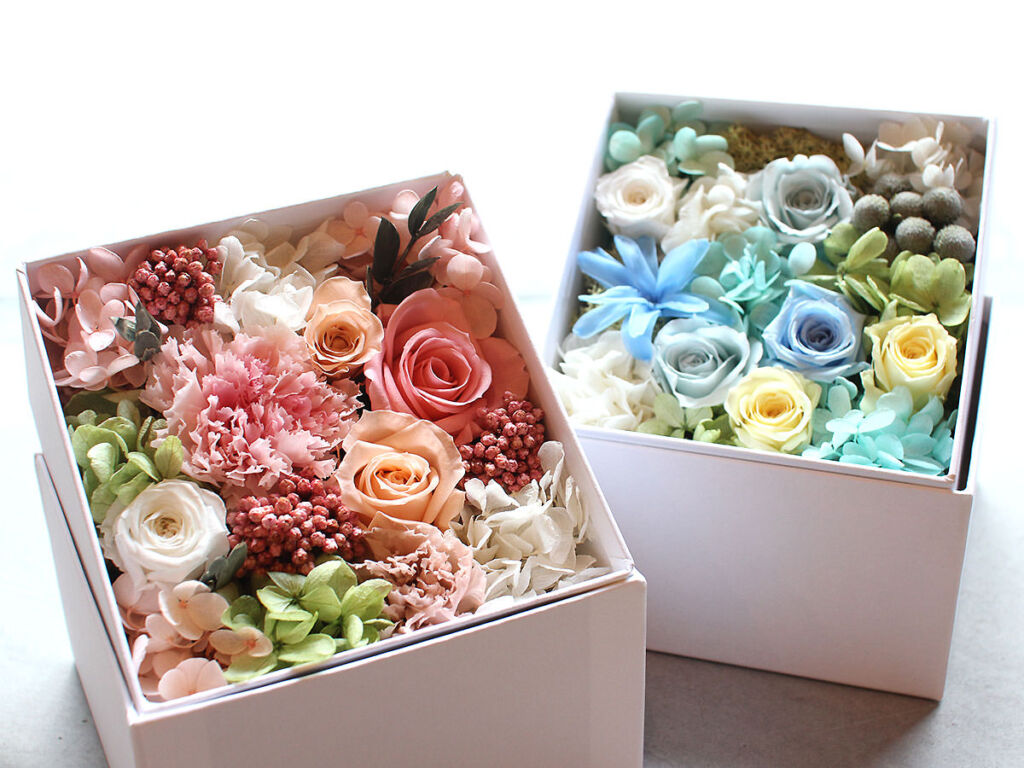 Preserved Flower Square Box Arrangement